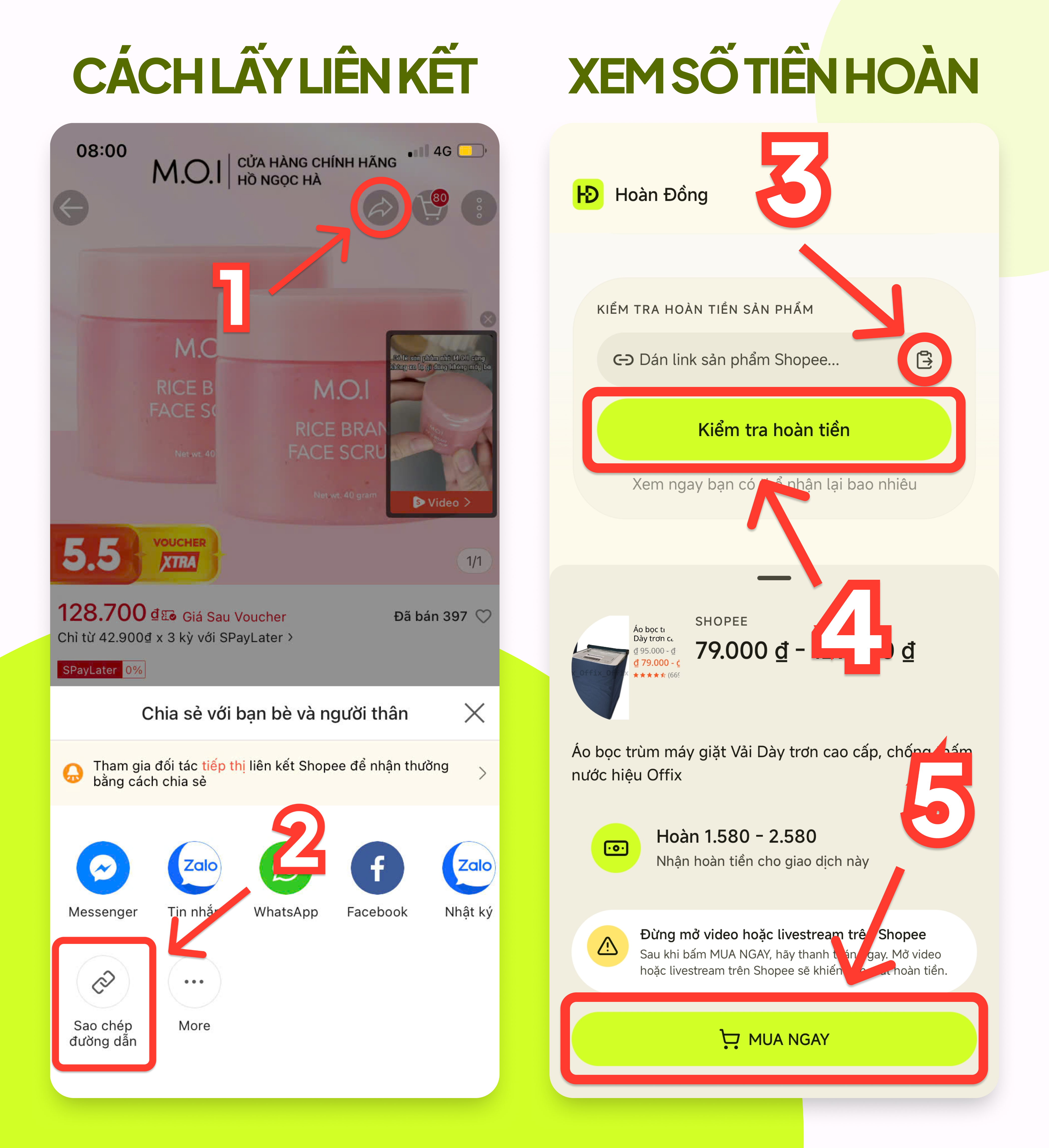 Hướng dẫn copy link sản phẩm và dán vào ứng dụng Hoàn Đồng